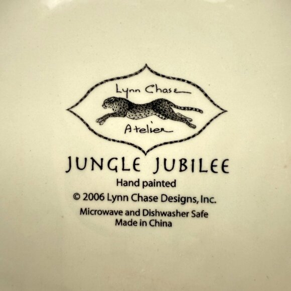 Lynn Chase Jungle Jubilee Salad Dessert Plate Ceramic Handpainted Leopard Parrot - Picture 8 of 9